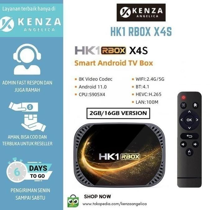 Awafash- HK1 RBOX X4S - Android 11 Smart Android TV Box 8K - RAM 2GB ROM 16GB