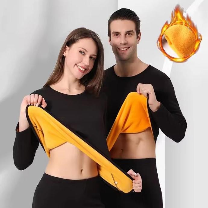 LongJohn Thermal Import Pakaian Baju Dalam Hangat Bulu LongJohn Musim Dingin Pria & Wanita Tebal Saf