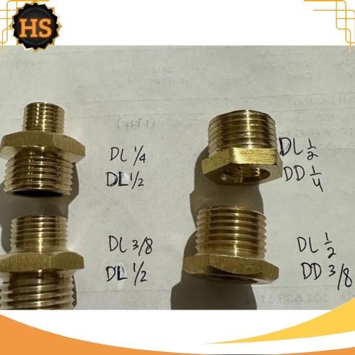 COD Verlop Ring 1/2" x 1/4" Kuningan Verlop Ring 1/2" x 3/8" Kuningan doble nepel kuningan