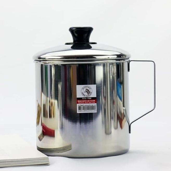 Zebra Mug with Cover Stainless Steel SUS-304 Gelas Cangkir dengan Tutup Bahan Stainless Steel SUS-30