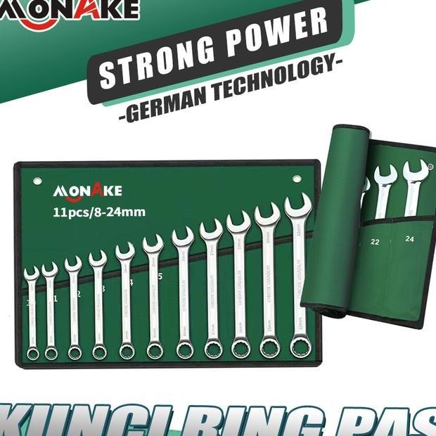 Monake Kunci Ring Pas Set Pas 824Mmdengan Tas Penyimpanan Set 11 Pcs Kunci Ring Pas Set Tools Wrench