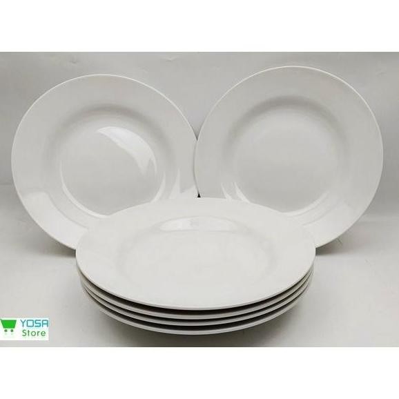 Piring Keramik Putih Polos 23cm - 6Pcs Elegance