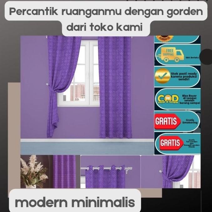 Gorden jendela polos motif embos ring hordeng Gordyn korden hordeng