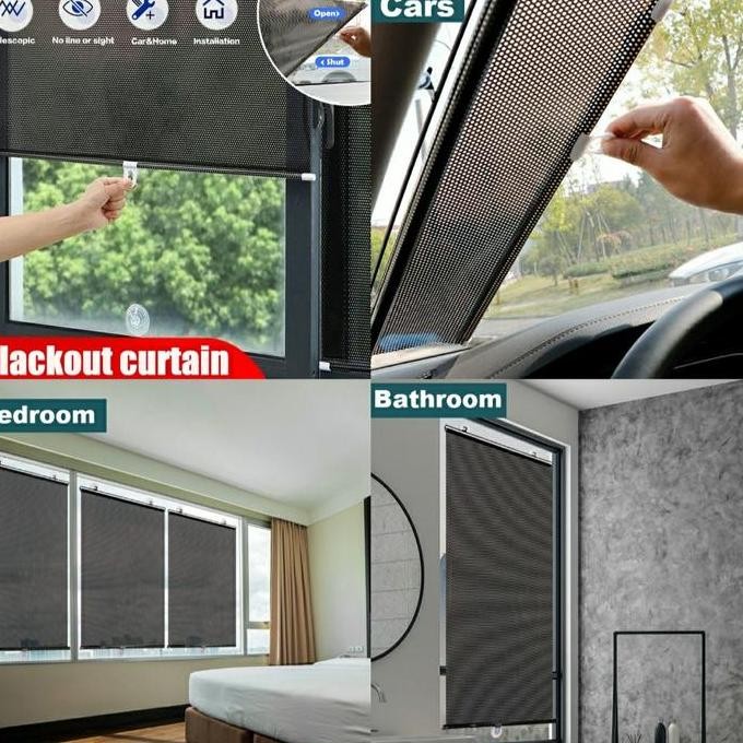 Hordeng Tirai Jendela Gulung Tempel Kaca Pelindung Panas Roll Gorden