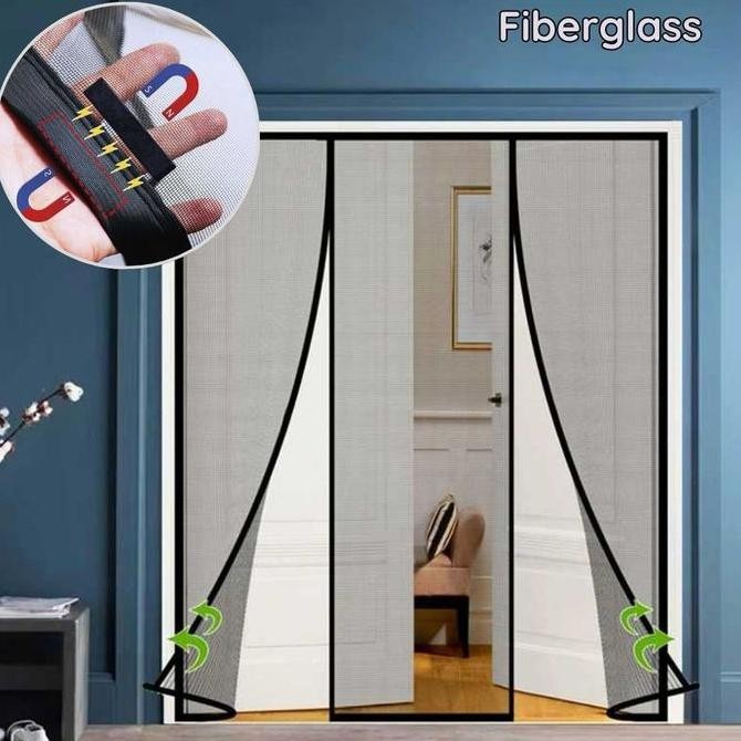 Tirai Magnet Anti Nyamuk 3 Sisi - Tirai Pintu Magnet Fiberglass Magic Mesh Net