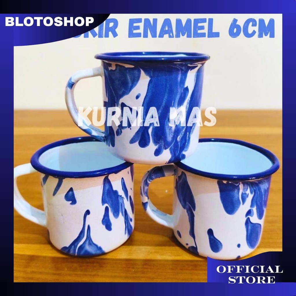 Cangkir Seng Enamel Jadul 6Cm Polos Bunga Blirik / Cangkir Jadul / Souvenir Cangkir Promo 10.10