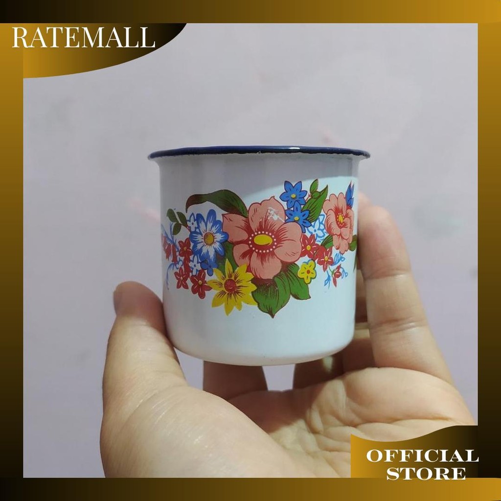 Cangkir Seng Kembang | Cangkir Seng Bunga | Cangkir Jadul Vintage| Cangkir Enamel Ori