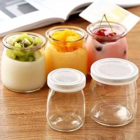 Jar Botol Pudding / Jar Toples ASI Pudding Yogurt Dessert Tutup Plastik Botol Kaca Penyimpanan