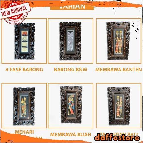 GROSIR Lukisan Tradisi Bali 20 x35 cm - Lukisan Bingkai Bali - Bingkai Kayu Bali - Lukisan Bali - Lu