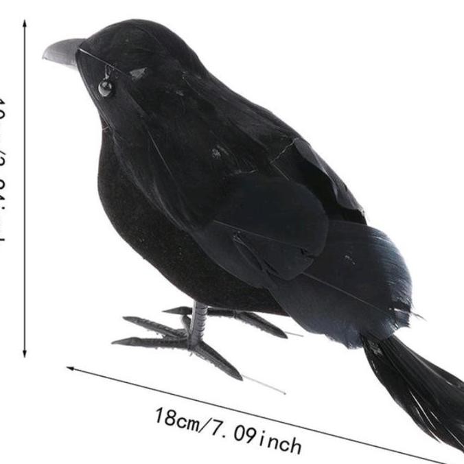 BURUNG GAGAK HITAM PALSU DEKORASI HIASAN HALLOWEEN CROW BIRD