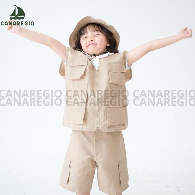 BAJU SAFARI ANAK GEMAS | BAJU 1 SET ANAK SAFARI PENJAGA KEBUN BINATANG | KOSTUM PENJAGA SAFARI ANAK 