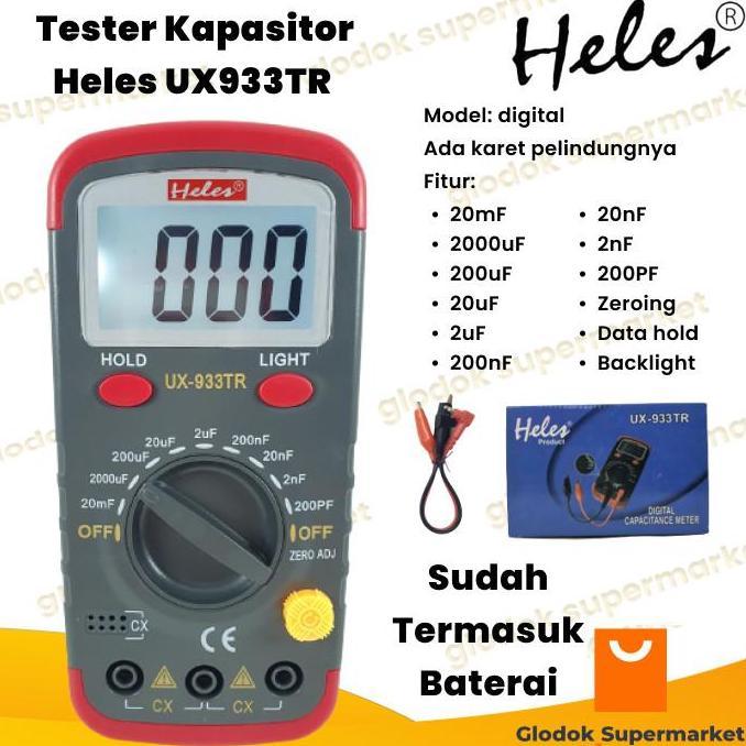 TERBARU - Tester Kapasitor Heles UX933TR Multimeter UX 933 TR Avometer UX-933TR Digital Capacitor Me