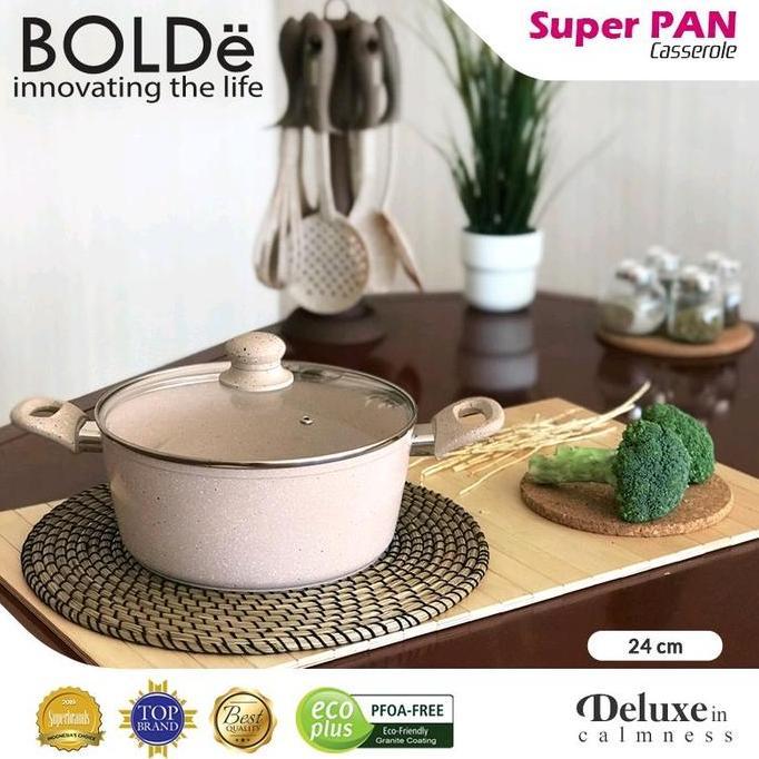 TERBARU - panci caserole bolde beige 24 cm + tutup kaca