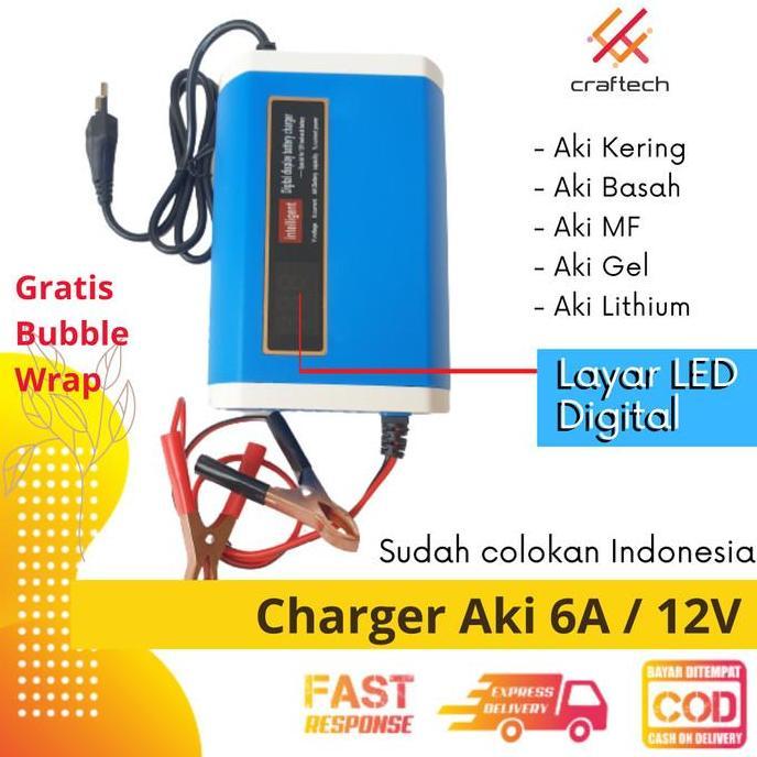 Cas Aki 6A 12V Mobil Motor Charger Aki Carger Aki Alat Cas 6A UPGRADE