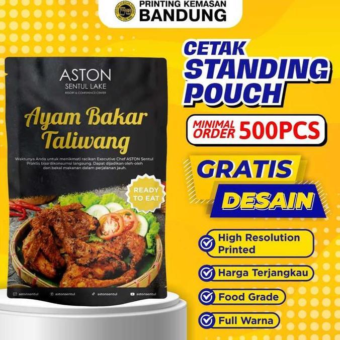 Standing Pouch Custom Packaging Cetak Kemasan Makanan Ringan Snack