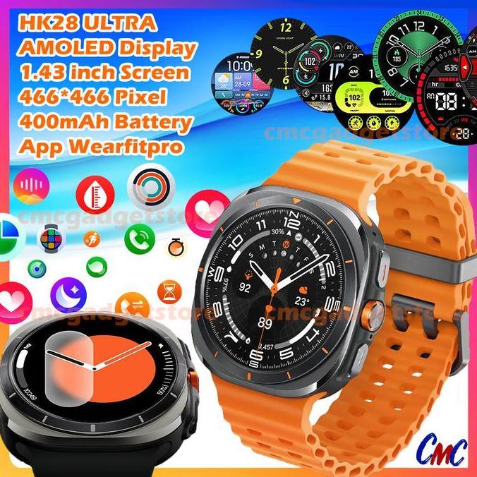 DF393>> JS Watch 7 Ultra W7 HK28 Ultra Smartwatch AMOLED 1.43 inch Display Smart Watch Pria Wanita S