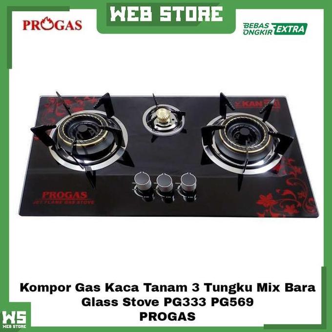 CORVUS Kompor Gas Kaca Tanam 3 Tungku Mix Bara Glass Stove PG333 PG333 PROGAS