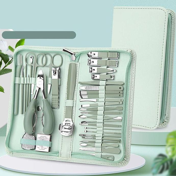 NUNNALLY- Set Gunting Kuku Baja Tahan Karat 35 Buah Gunting Kuku Ritsleting Tang Mulut Elang Gunting