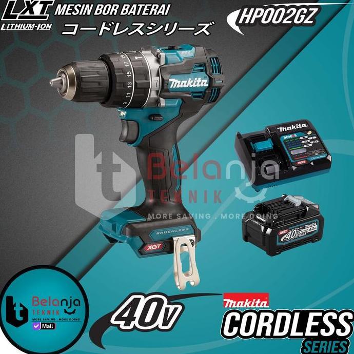 JOANNE- Mesin Bor Baterai MAKITA HP002 GZ HP002GZ 40V Cordless Hammer Driver Drill 40 Volt Set 1 Bat