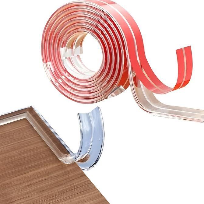 FINESSE Karet Pelindung Sudut Meja / Pengaman Siku Meja Lis Strip Lemari Silicone Rubber Transparan 