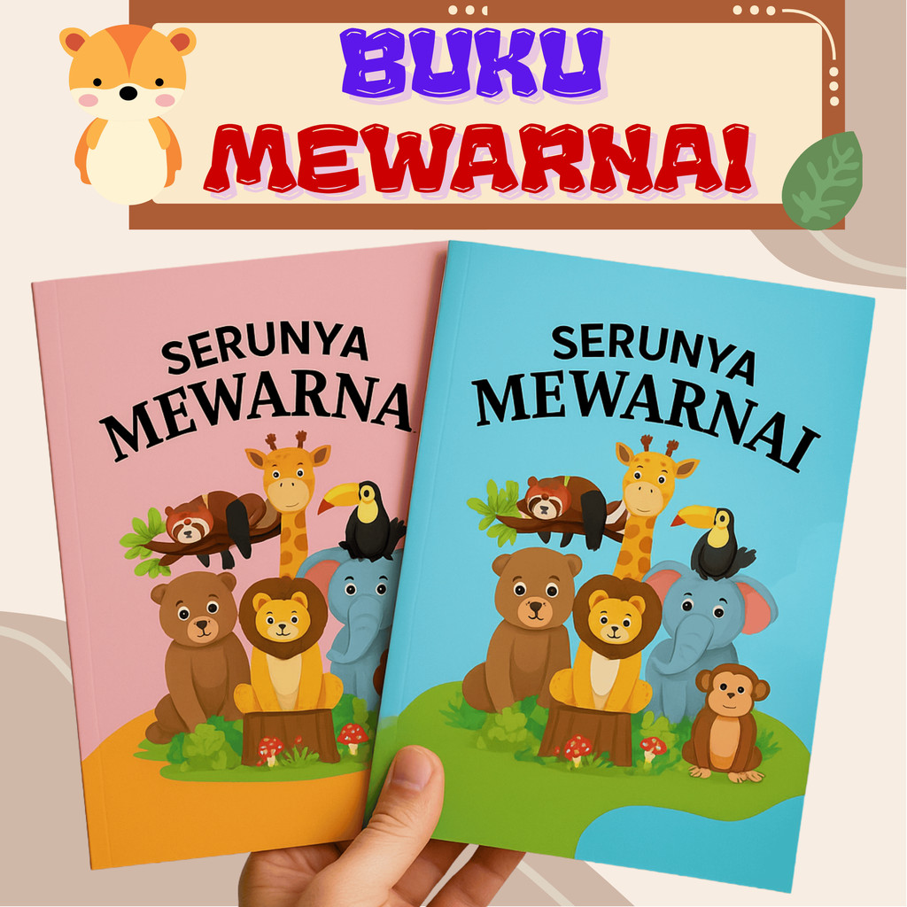 Buku Anak Mewarnai Edukasi Anak TK SD Tema Hewan Kertas A5 Tebal
