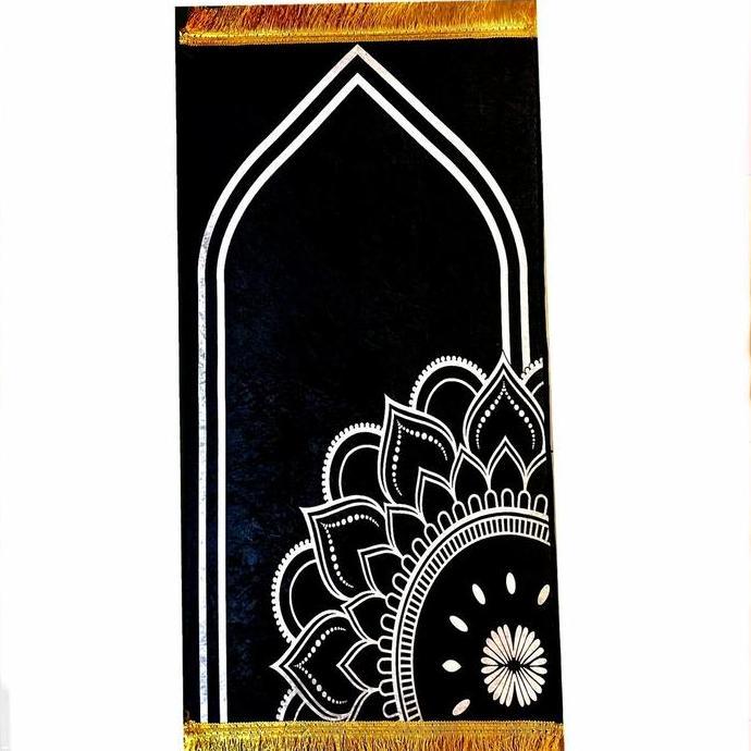 DE140 >> sajadah turki hitam super gold bludru original-hajar aswad list