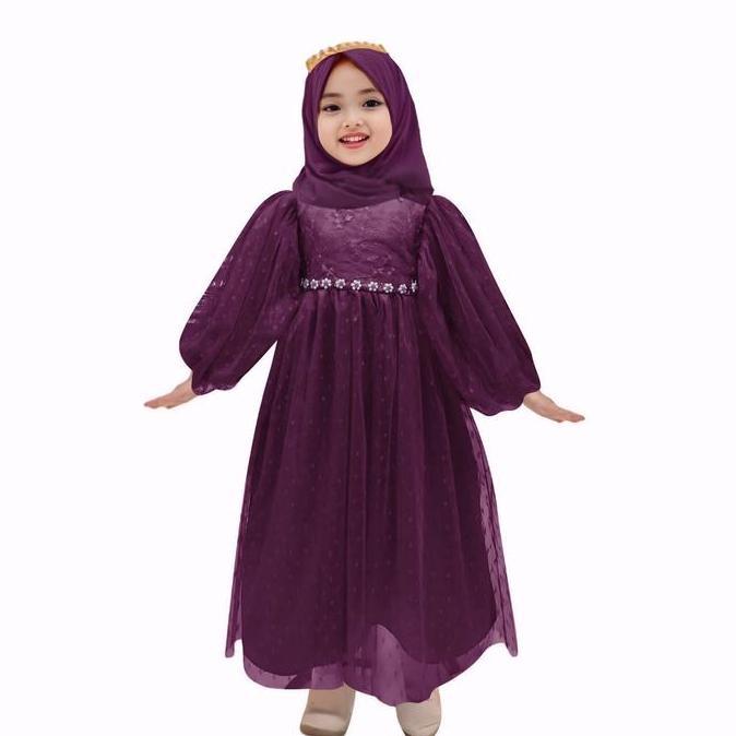 DE65 - gamis anak perempuan Ellisa 2-11Tahun / gamis anak perempuan model baru 2024 / gamis lebaran 