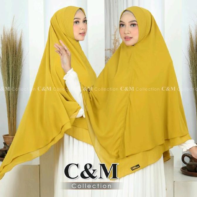 DB202 }} Khimar jumbo lancip 2layer/Khimar ceruty babydoll premium Layer Panjang Jilbab Syari