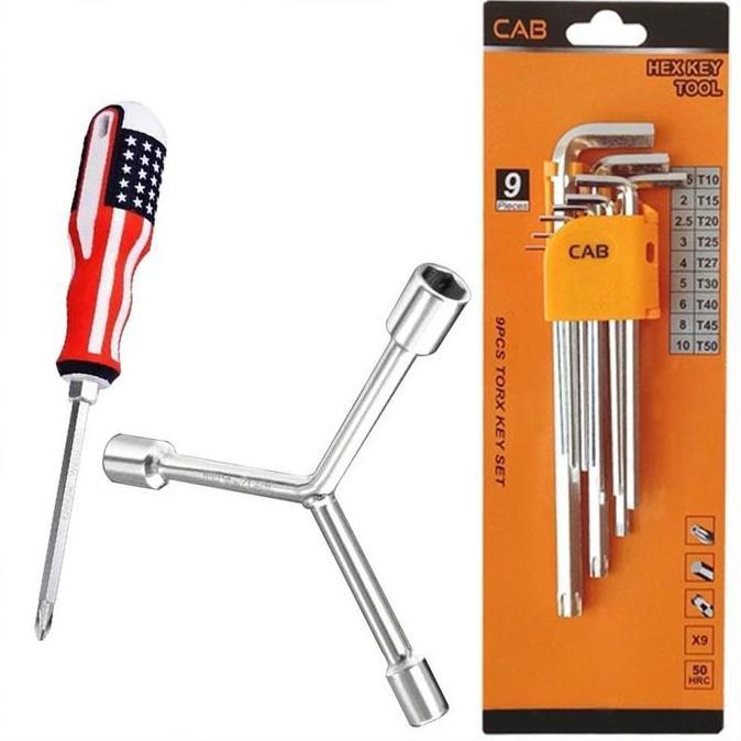 MI-GUSTASTU PAKET HEMAT KUNCI L 9 PCS - OBENG MIN PLUS - KUNCI Y 8-10-12 BISA COD Kunci l 1set kompl