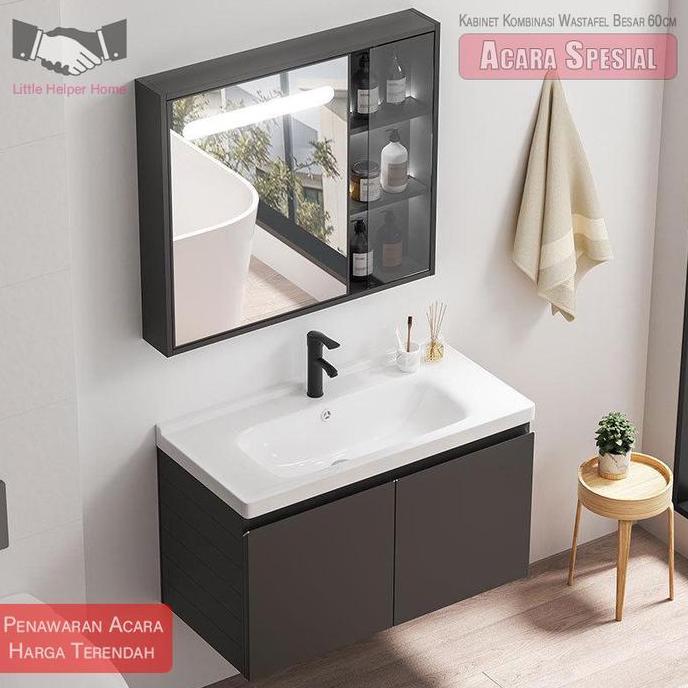 wastafel cuci tangan estetik60cmwashtafel kamar mandi set wastafel dinding wastafel set lemari cermi