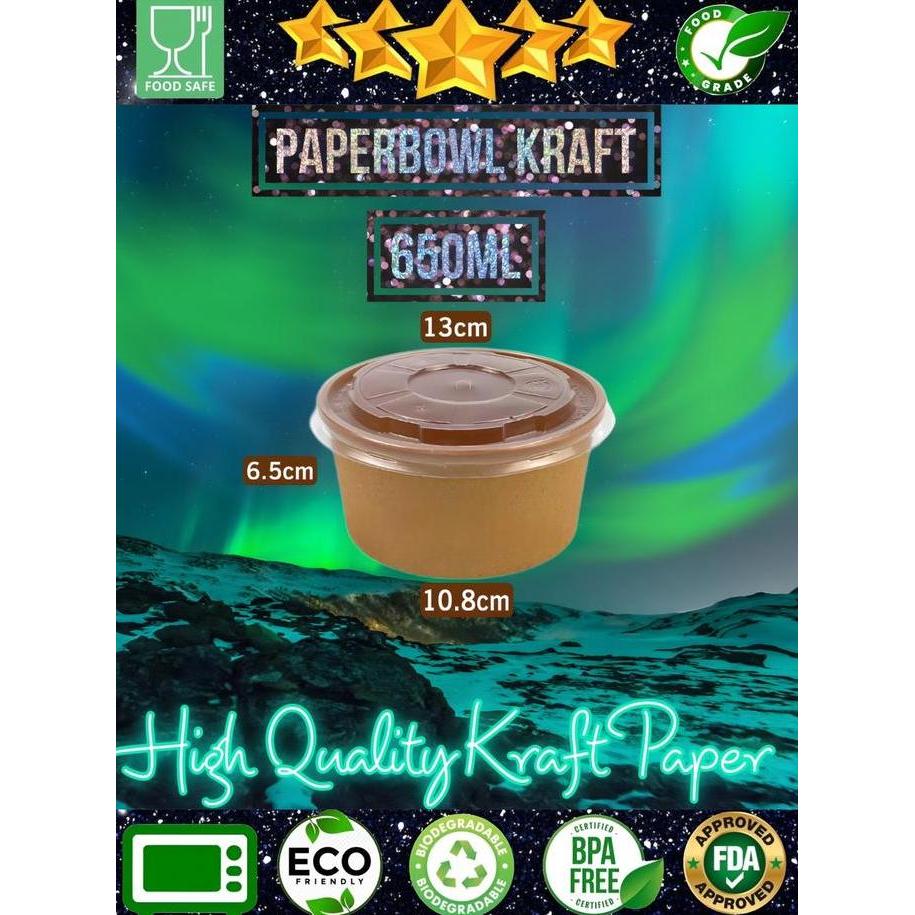 Paper Bowl 650 ml isi 25pcs / Paper bowl coklat 650 ml / Paper bowl