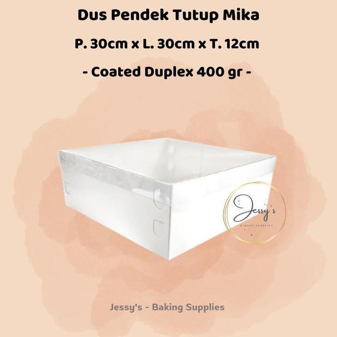 Dus Box Kotak Kue Cake Tinggi Mika 30 x 30 x 12 (Putih Polos)