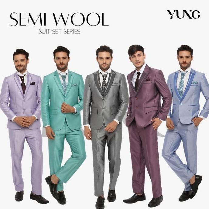 Jas Pria Semi Wool Glossy Setelan Jas Pengantin Pria Jas Pria Wedding Jas formal Non formal Blazer -