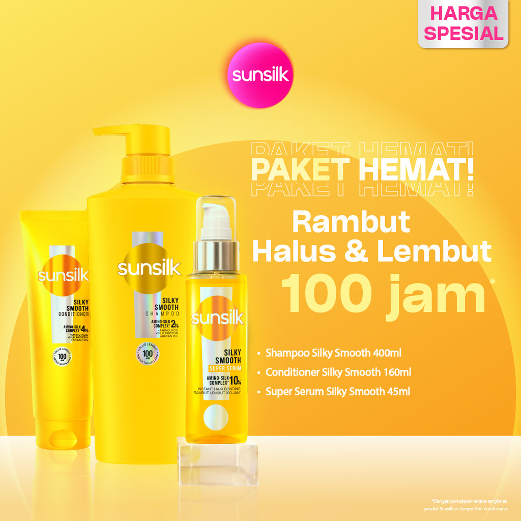 [PAKET HEMAT] Sunsilk Shampoo Silky Smooth 400ml + Sunsilk Super Serum Silky Smooth 45ml + Sunsilk C