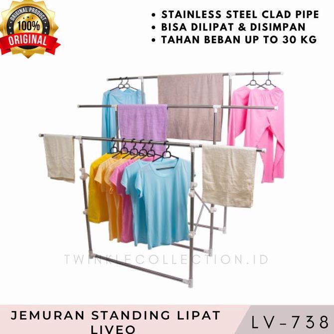 LIVEO Jemuran Baju Stand Lipat LV738 - Telescopic In Row Hanger LV 738