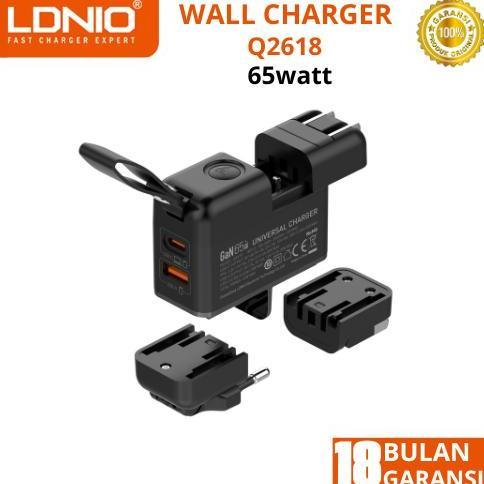 LDNIO Q2618 Traver Wall Charger USB C PD 65W GaN Technology Universal Plug Super Fast Charging