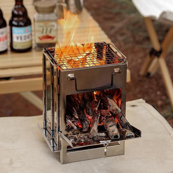BBQ Stove Kayu Bakar Kompor Api Portable Camping Firewood Stove