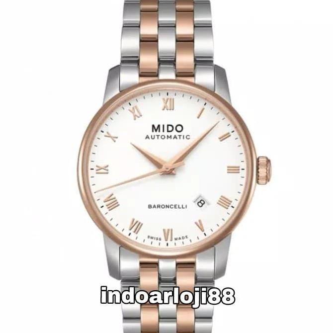 Jam Tangan Pria Mido M8600.9.N6.1 Baroncelli II Automatic Dual Tone Swiss Made