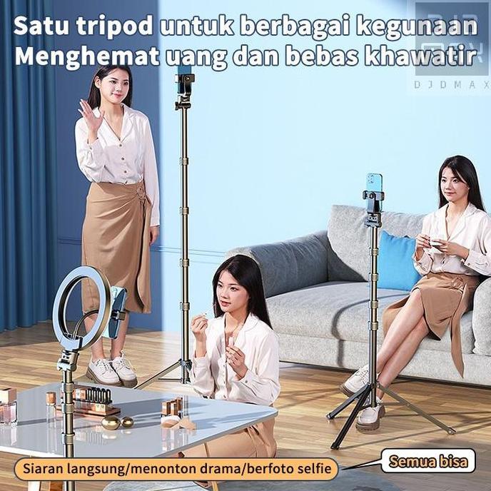 DT16 >> DJDMax Tripod Handphone 2,1 Meter Besi Plus Mini ball head Holder/Tripod Hp Ring Light 2 Met