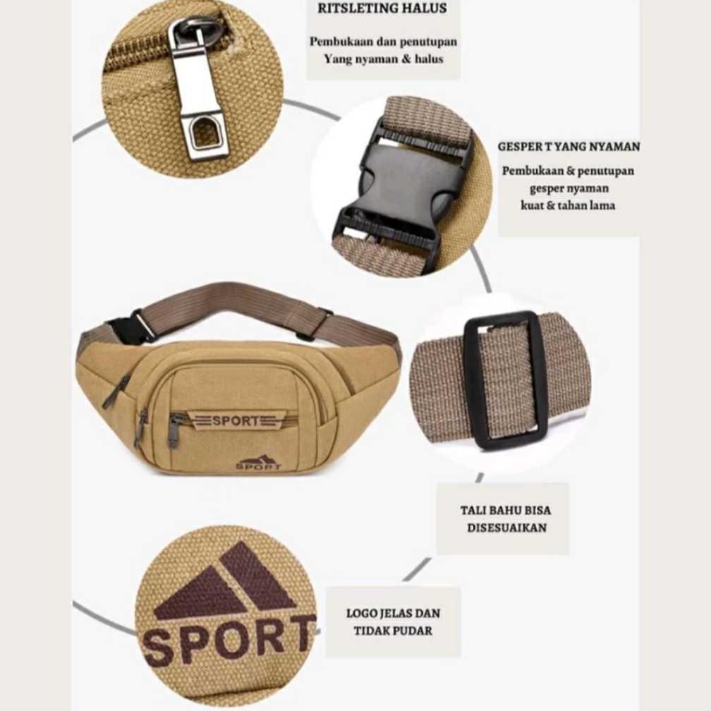 TERMURAH TAS WAITSBAG KANVAS IMPORT- TAS SELEMPANG BAHU PRIA DAN WANITA/ TAS PINGGANG