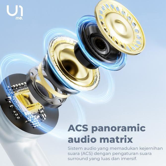 U1me. Space Pro TWS Earphone Bluetooth 5.4 ANC, Transparency Mode, Music Mode, Gaming Mode Earbuds G