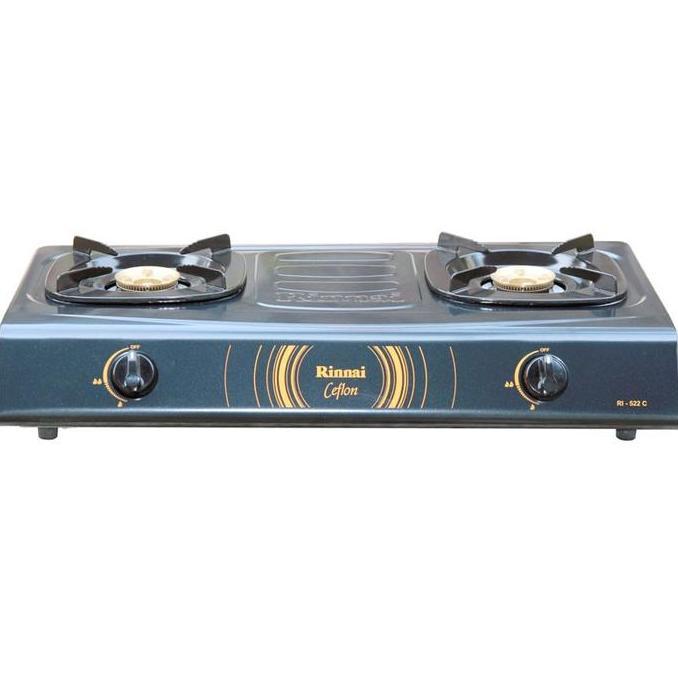 Kompor Rinnai Rinai RI 522 C RI522C 522C Teflon 2 Tungku Ceflon Stainless