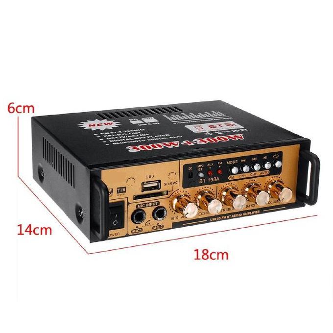 Power Amplifier Speaker Bluetooth 600W Fleco Bt-198A - Amplifier Bluetooth Usb/Sd/Fm/Mp3 Karaoke 2 M