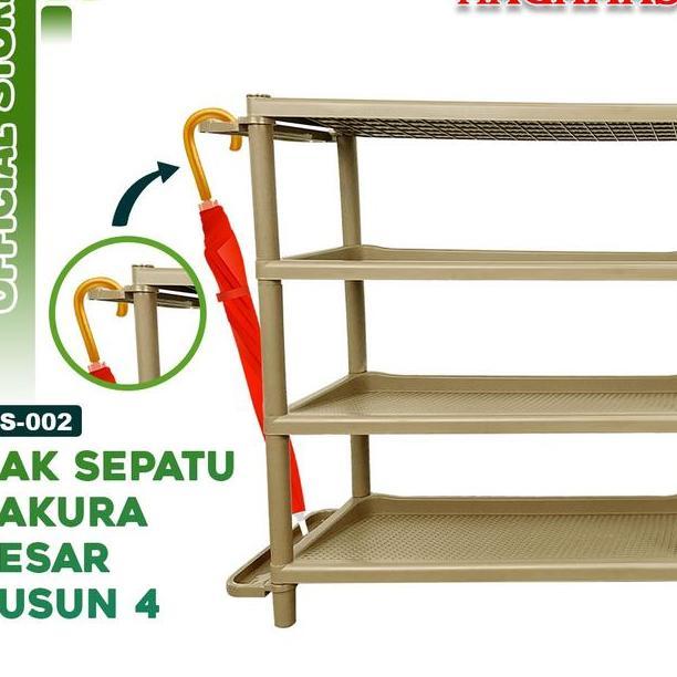 Nagamas Rak Sepatu Sakura Besar 4 Susun Rak Sepatu 4 Susun Rak Serbaguna Plastik