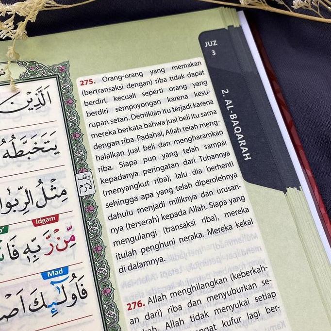Mushaf Alquran At Tajwid Jumbo A4 Mushaf Tajwid Terjemah Waqaf Ibtida - Ummul Qura Alquran Custom Na