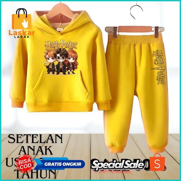 WDM-2227 Re27 uk-12 Setelan hoodie anak laki laki motif harry potter untuk usia 3-12 tahun Murah Ori