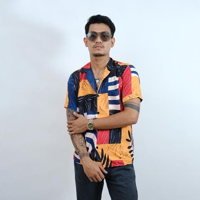 DE158 >> GOKS Baju Shirt Kemeja Motif Pria Wanita Unik Bermotif Kekinian Oversize Jumbo 291 ABSTRAK 