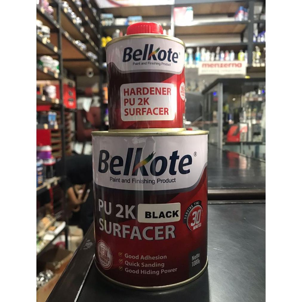 Belkote Epoxy PU 2K Filler Surfacer Cat Dasar Epoksi Black/ Hitam 1kg Perawatan Kendaraan