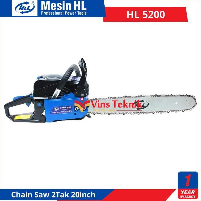 Promo H&L Hl 5200 Mesin Gergaji Kayu Chain Saw Chainsaw 20Inch Hl5200 Hl5200 Cod