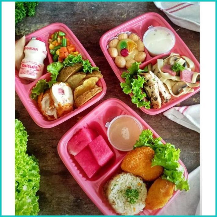 Top Seller [ISI 50 PC] MIKA BENTO MINI SEKAT 3 / MIKA BENTO MINI SIZE S DENGAN TUTUP / MIKA BENTO MI